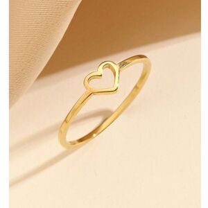 Simple Gold Stainless Steel Open Heart Promise Ring Dainty Fashion Love sz: 7